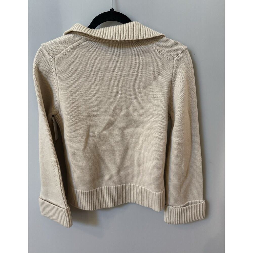Magaschoni Collared V-Neck Merino Wool Cuffed Sleeve Sweater Womens Size XS - Picture 5 of 6